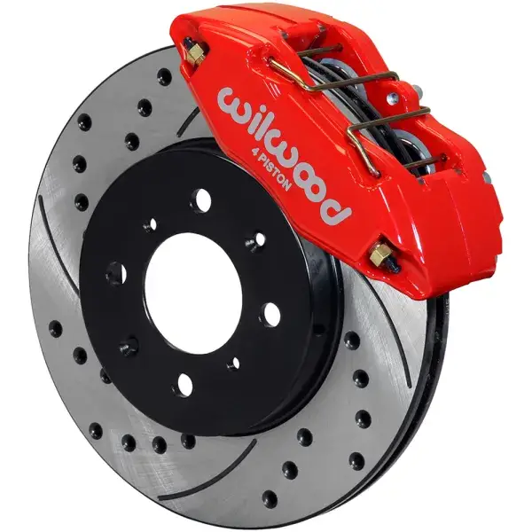 Meistverkauft Wilwood Brake Kit Vorne - Rote 4p Bremssättel und 262mm Gelochte + Geschlitzte Scheiben - 140-12996-DR