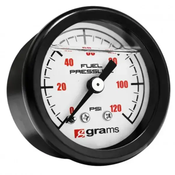 Grams Performance Mechanische Kraftstoff Manometer, Flüssigkeit Gefüllt (0-120 psi) - Weiß - G2-99-1200W Aktuell