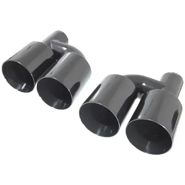 StraightFlow Auspuffblende schwarz doppelt rund gerade Spitzen 2x Ø101mm - 24-01101 Kracherpreis