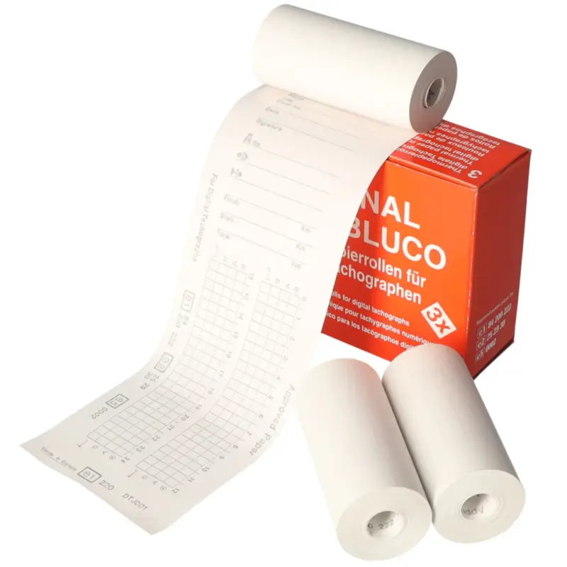 3 Rollen Druckerpapier für Tachograph Fahrtenschreiber Papierrolle LKW NFZ DTCO Schneller Versand