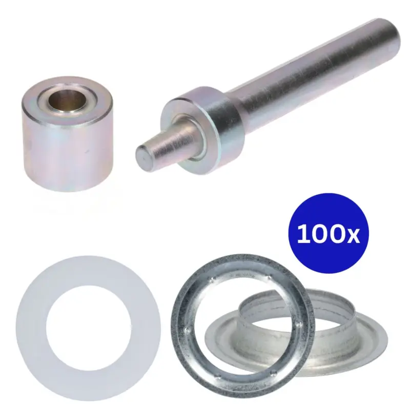 Günstig 100x Planenöse Rund + 100x Unterlage 20mm Ø mit Einschlagstempel