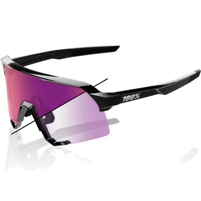 100% S3 Photochromic Brille - Kilian Bron - Gloss Black - Purple Mirror Knallerangebot