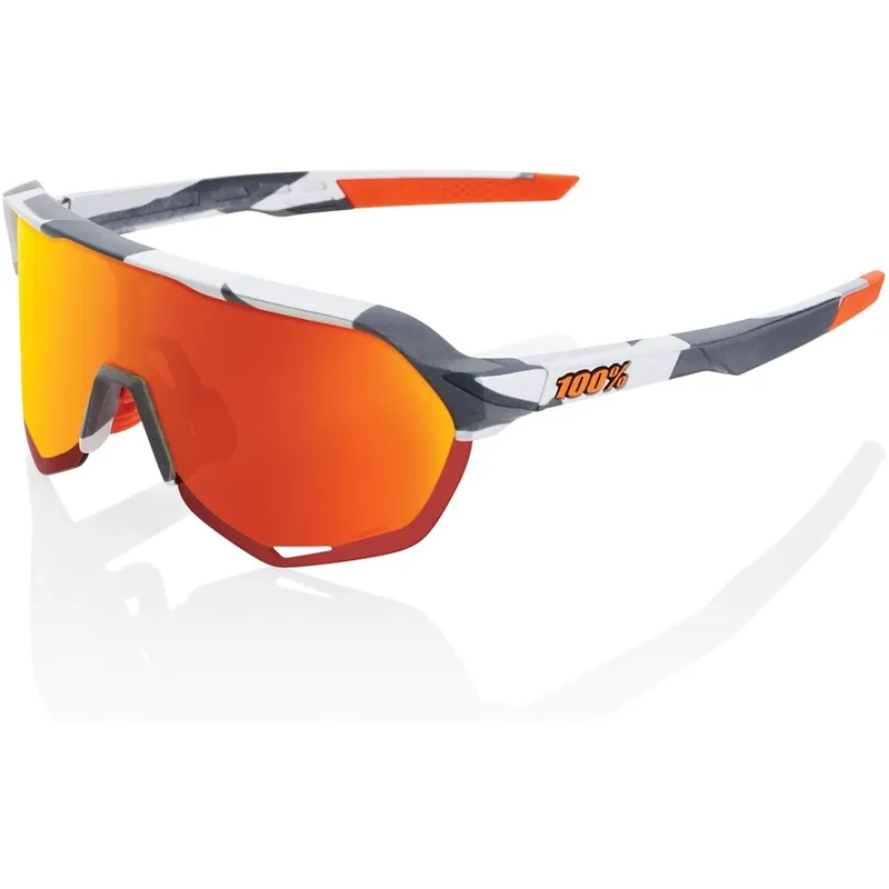 Knallerangebot 100% S2 Brille - Soft Tact Grey Camo - HiPER Red Multilayer Mirror Persimmon