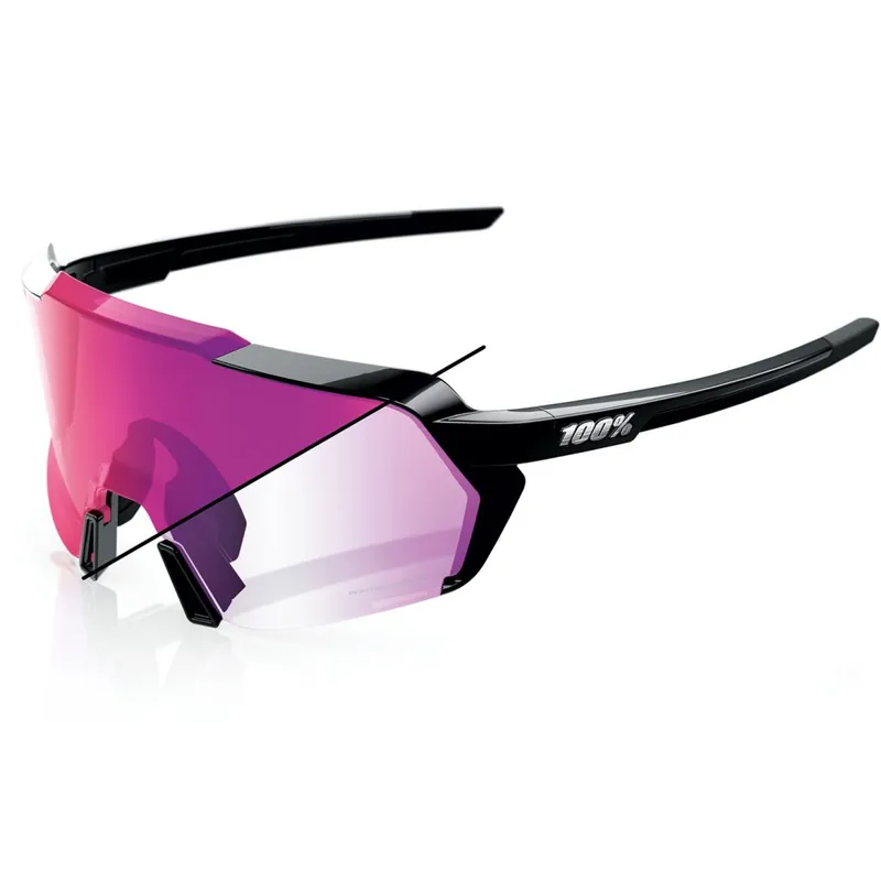 100% Korbin Photochromic Brille - Gloss Black - Purple Mirror Neu