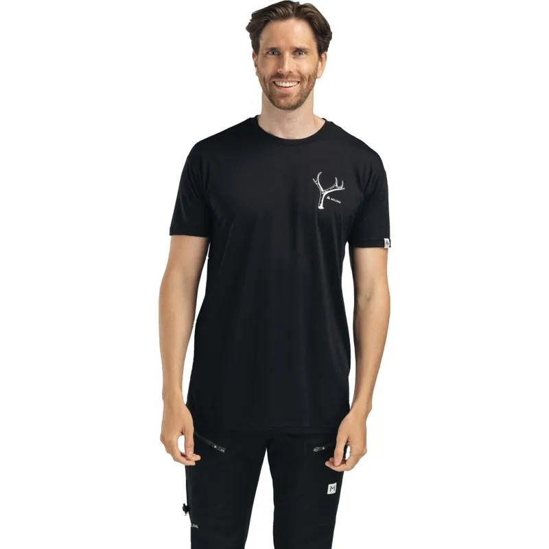 Aktuell Aclima Lightwool Print Antler T-Shirt Herren - jet black