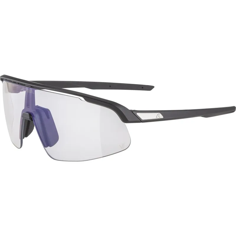 Alpina Turbo Pro S V Brille - black matt/clear to grey/flash blue Preisknaller