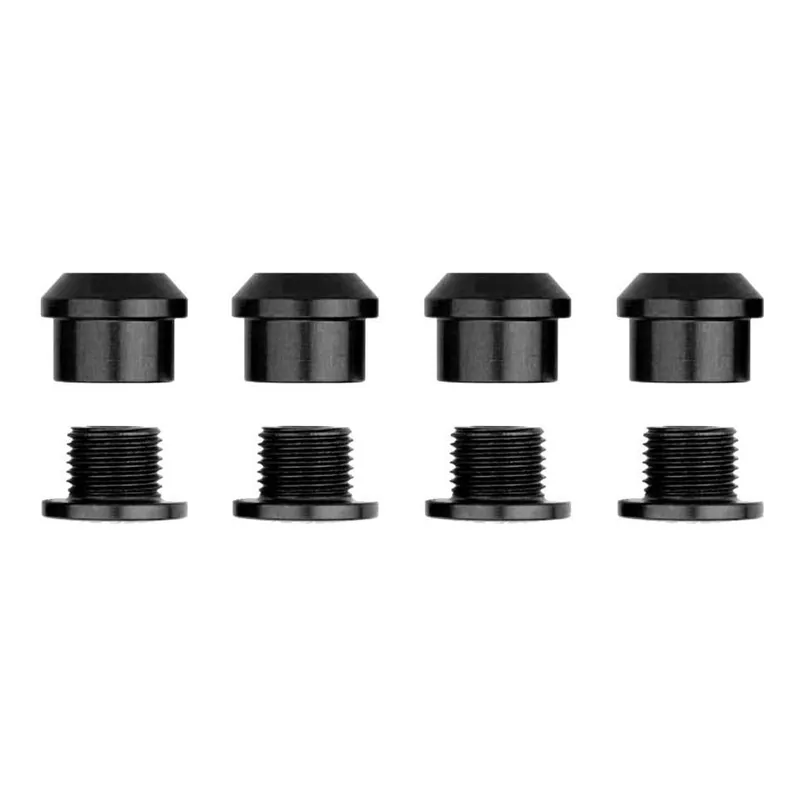 Versand Am Gleichen Tag Alugear Kettenblattschraubenset - 4x BCD M8 x 6.5mm inkl. Muttern (5mm) - schwarz