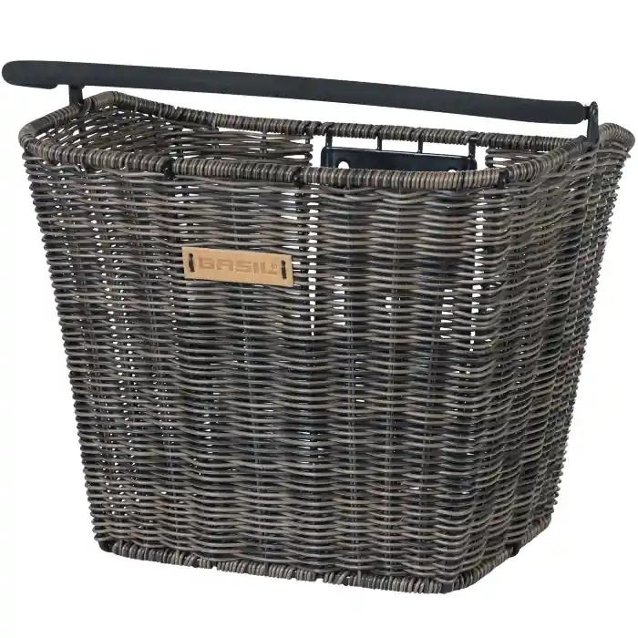 Markenware Basil Bremen Rattan Look KF Fahrradkorb - vorne - 27L - dark brown