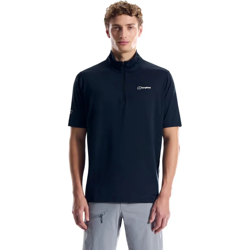 Berghaus Bowburn Half-Zip Tech-T-Shirt Herren - Jet Black Jetzt Kaufen
