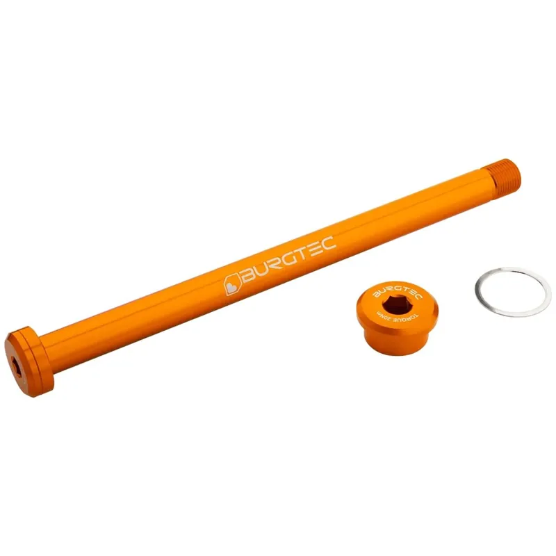 Markenprodukt Burgtec Steckachse - hinten 12x148mm Boost 173mm für Rocky Mountain - iron bro orange