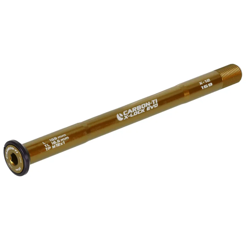 Carbon-Ti X-Lock EVO Steckachse - 12x142mm - X-12 - M12x1.0mm - Länge 159mm - gold Solange Der Vorrat Reicht