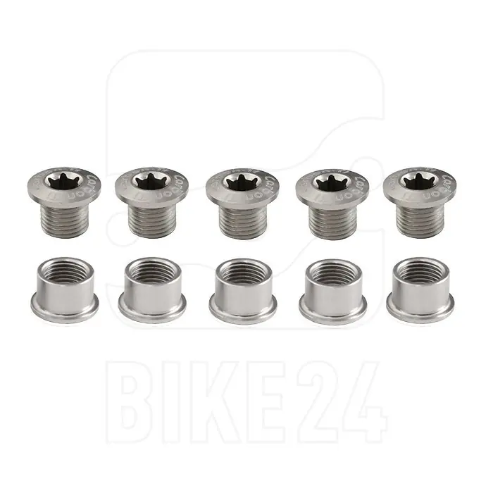 Echt Carbon-Ti X-Fix Rennrad Kettenblattschrauben Set - silber