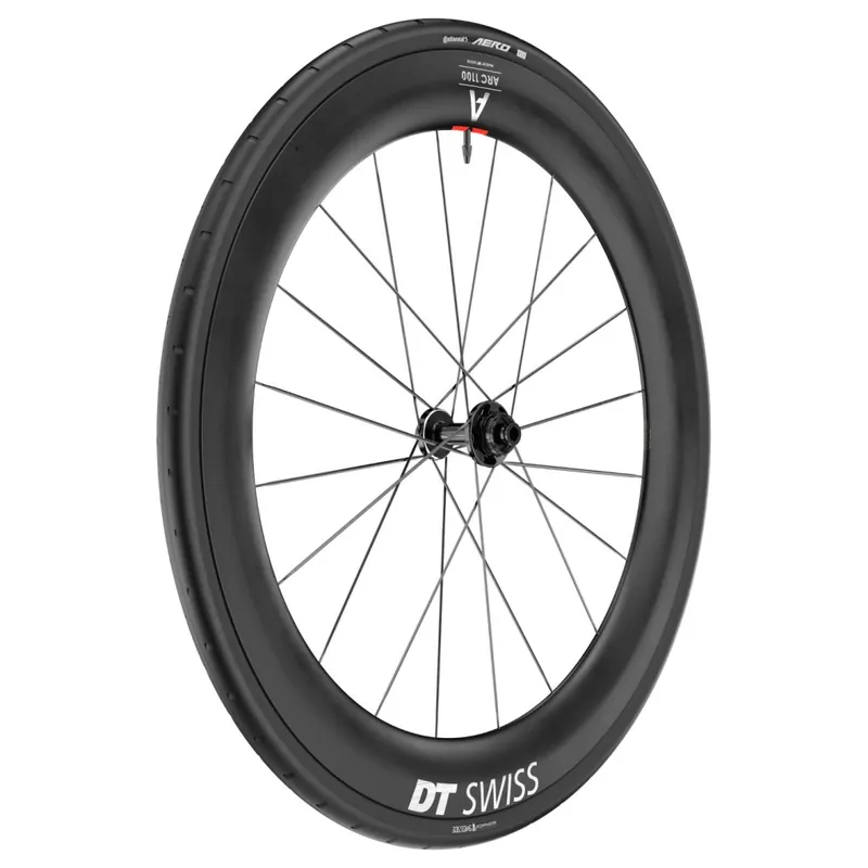 DT Swiss Continental WTS Laufradsystem - ARC 1100 DICUT DB 65 Vorderrad + AERO 111 Faltreifen - 28" 12x100mm Neue Kollektion