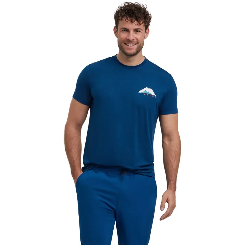 Heißes Angebot Falke TK Climawool T-Shirt Herren - blue pond 6598