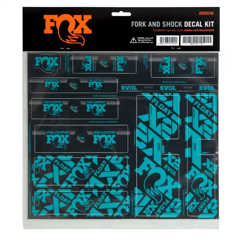 FOX CUSTOM Decal Kit - Aufkleber für Federgabel & Dämpfer - türkis Preisreduziert