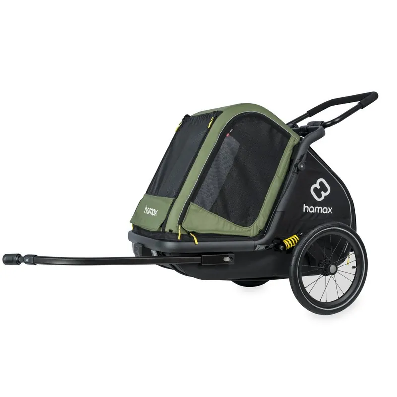 Nur Heute Hamax Pluto Medium Fahrradanhänger für Hunde - Inkl. Deichsel und Buggyrad - grün/schwarz
