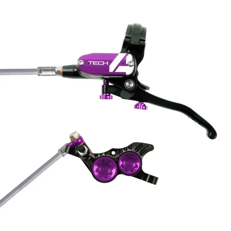 Abverkauf Hope Tech 4 V4 Scheibenbremse - Stahlflex - schwarz/lila - Hebel links