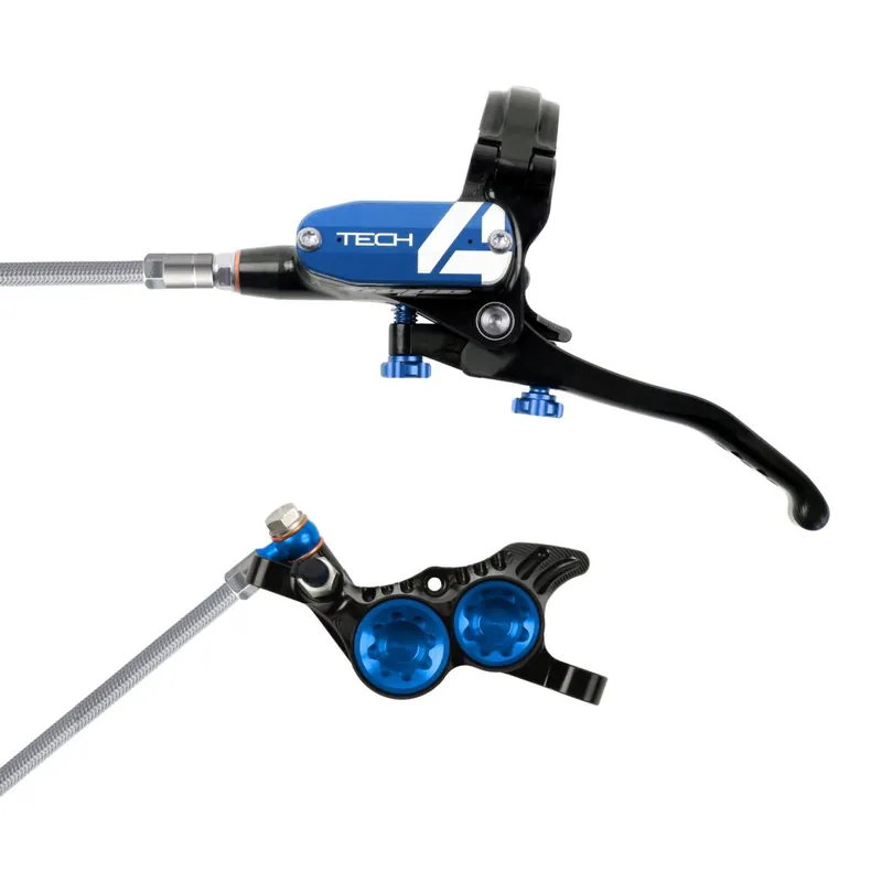 Hope Tech 4 V4 Scheibenbremse - Stahlflex - schwarz/blau - Hebel rechts Neuheit