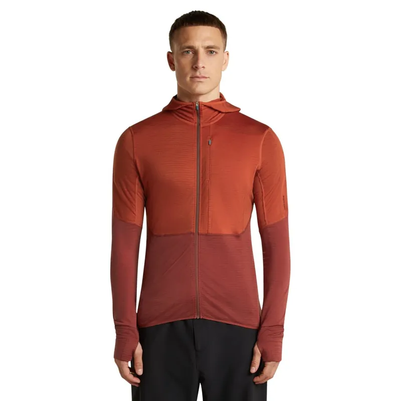 Begrenztes Angebot Icebreaker Merino 200 Realfleece™ Descender Zip-Hoodie Herren - Agate/Port
