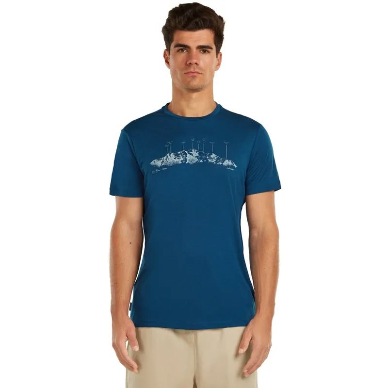 Wochenendangebot Icebreaker Merino 150 Tech Lite T-Shirt The Peaks Herren - Atlantis