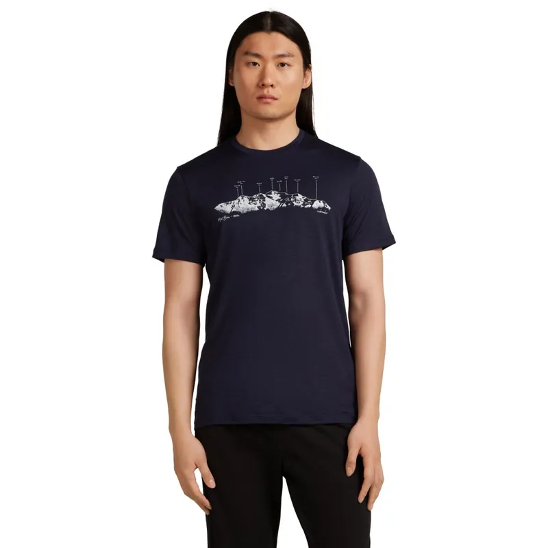Neu Icebreaker Merino 150 Tech Lite T-Shirt The Peaks Herren - Midnight Navy
