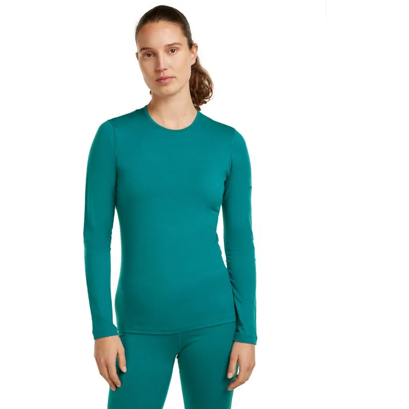 Finale Aktion Icebreaker Merino 200 Oasis Thermo-Langarmshirt mit Rundhalsausschnitt Damen - Tidal Teal