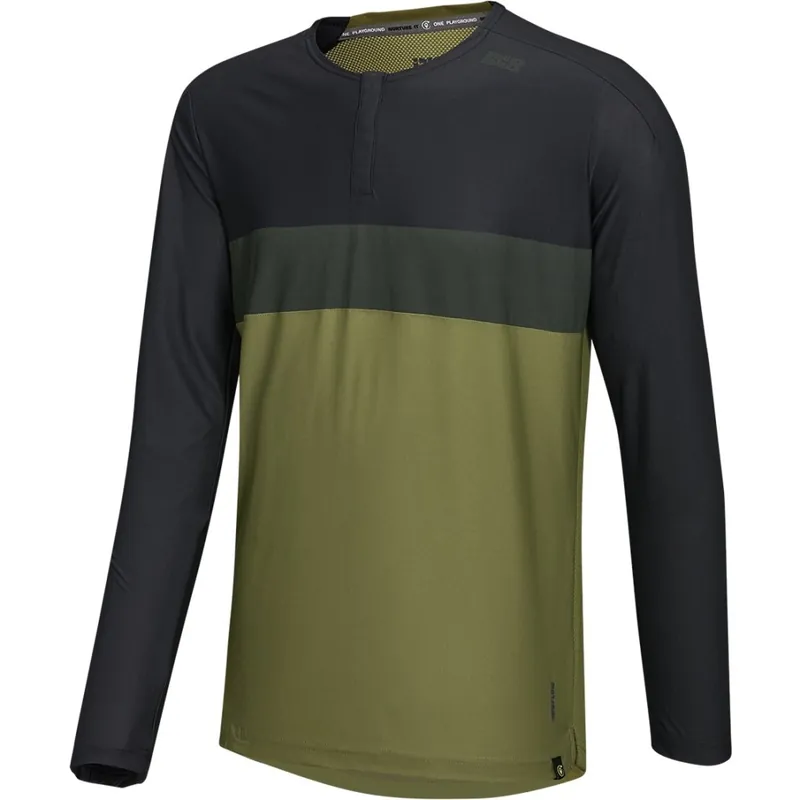 Ausverkauf iXS Flow XTG Henley Langarmtrikot Herren - olive/black
