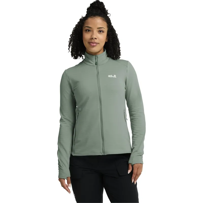 Sichere Zahlung Jack Wolfskin Litestride Full Zip Jacke Damen - green zinnia
