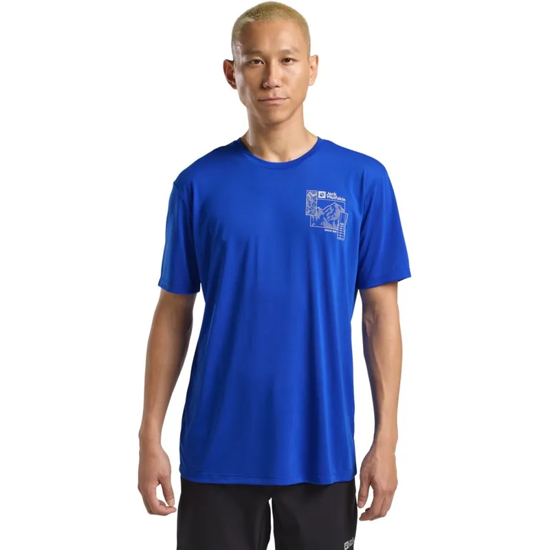 Markenprodukt Jack Wolfskin Vonnan Graphic T-Shirt Herren - EXPLORE vibrant blue