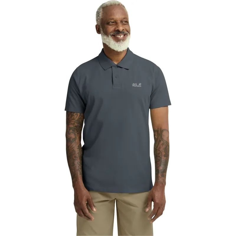Jack Wolfskin Essential Polo Kurzarm-Poloshirt Herren - grey odessa Direktkauf