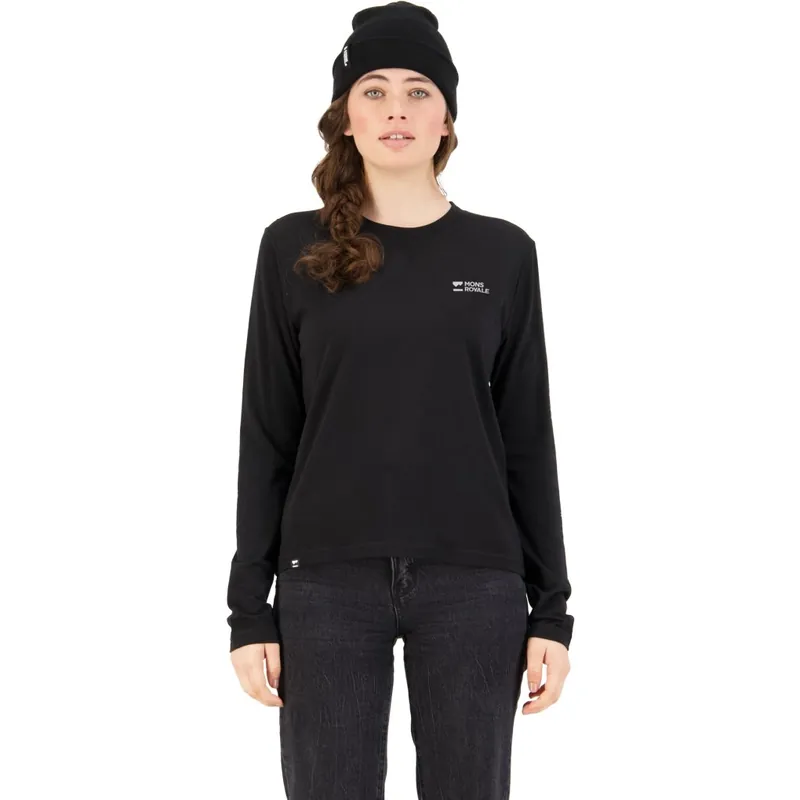 Aktuell Mons Royale Icon Merino Langarmshirt Damen - schwarz 1171