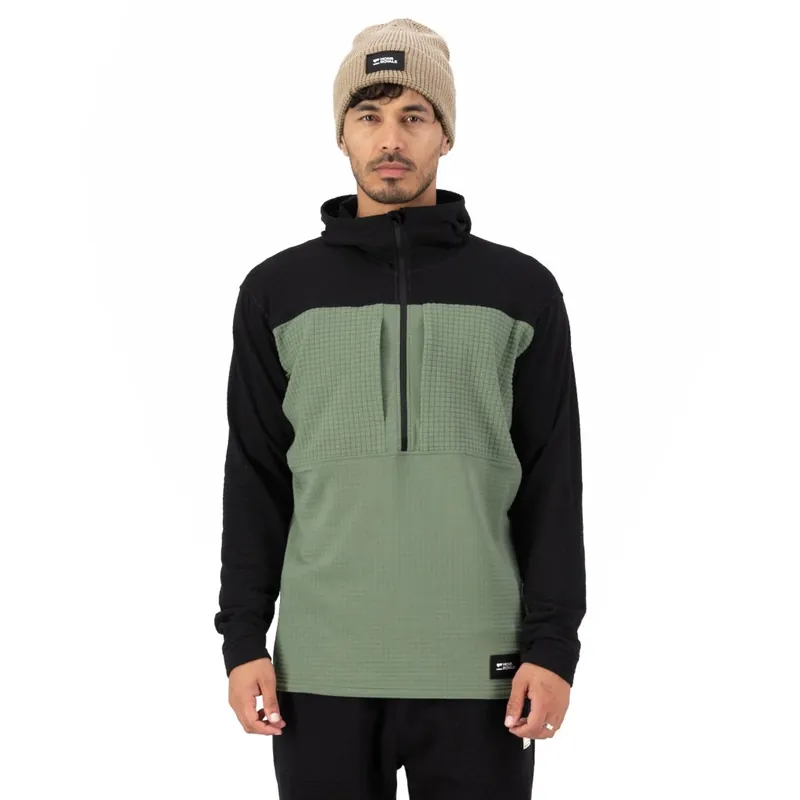 Günstig Mons Royale Offgrid Merino Fleece 1/2 Zip Langarmshirt Herren - willow / schwarz