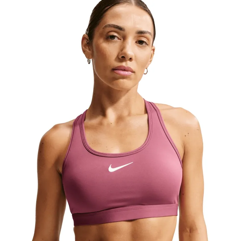 Nike Swoosh Gepolsterter Sport-BH mit mittlerem Halt Damen - pink smoke/white DX6821-654 Must-Have
