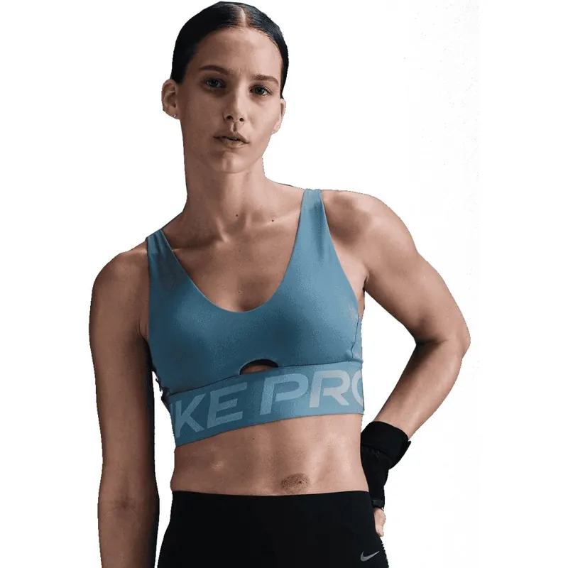 Nike Pro Indy Plunge Sport-BH mit mittlerem Halt für Damen - rauchblau/denim türkis/weiß HF7324-006 Mega-Angebot