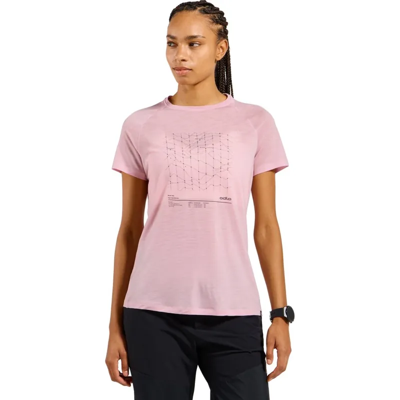 Preis Gesenkt Odlo Ascent Merino-Blend Hyper Mapping T-Shirt Damen - hyper pink