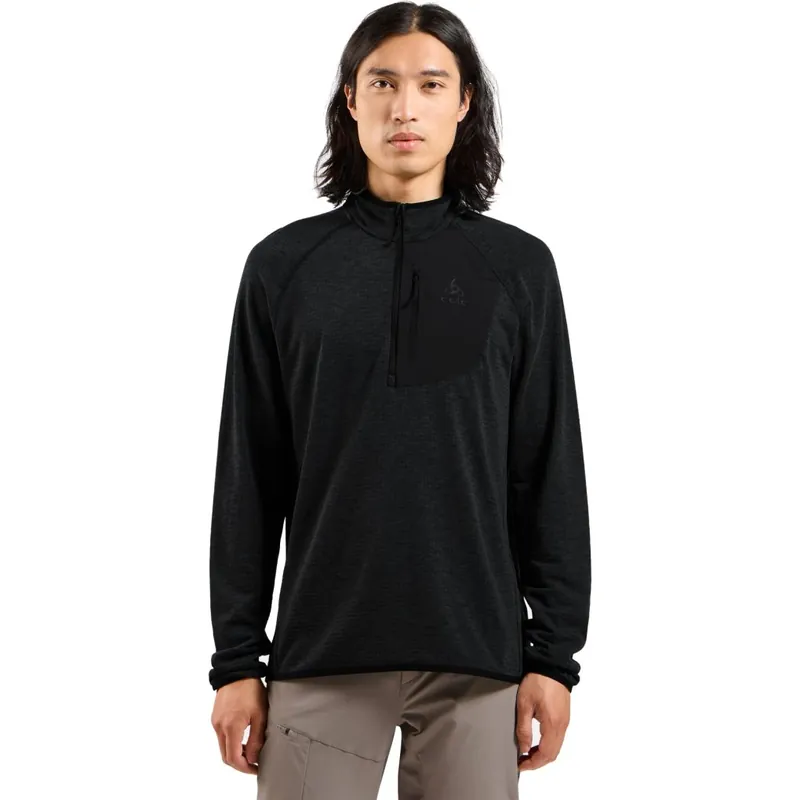 Odlo Ascent Mid Layer mit Halbreißverschluss Herren - schwarz Nur Für Kurze Zeit