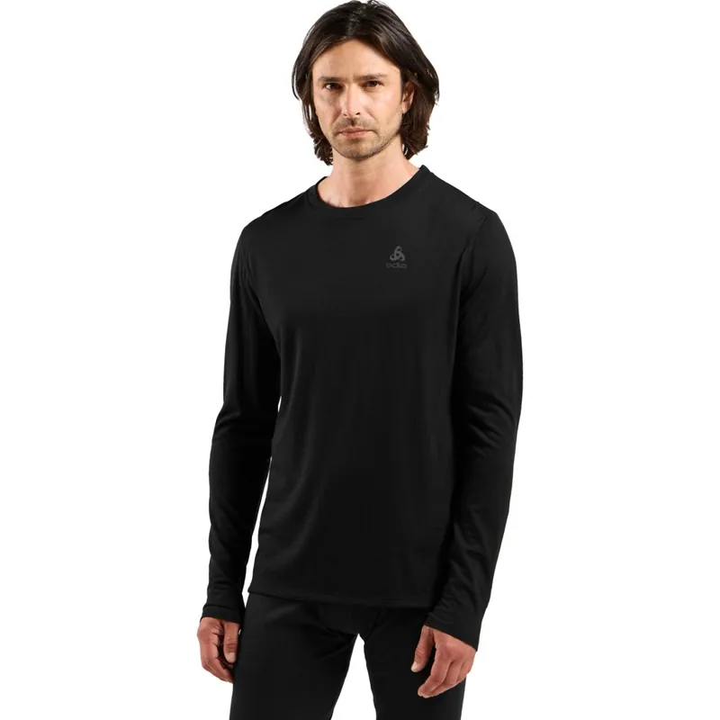 Markenware Odlo Merino Light Langarm-Unterhemd Herren - schwarz