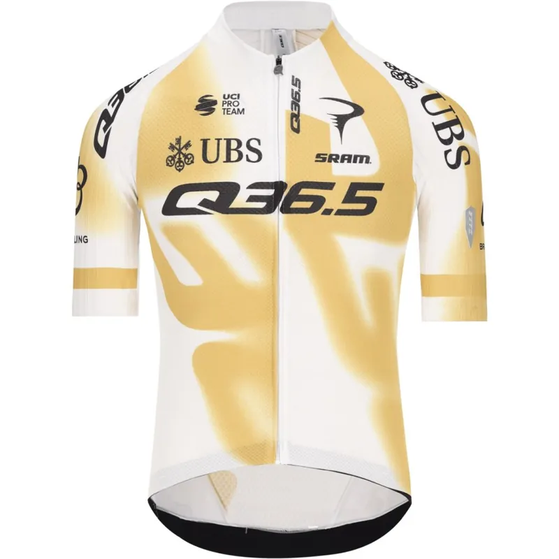 Q36.5 Gregarius Pro Team Off-Road Kurzarmtrikot Herren - gold-white Preisreduziert