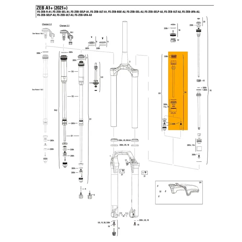 Billig RockShox Gabel-Luftfederschaft Debonair+ 27.5/29" für Zeb A1+ - 160mm 11.4018.111.050