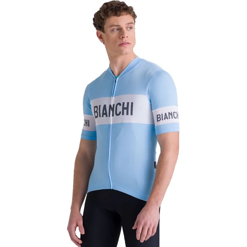 Santini Bianchi Retro Kurzarmtrikot Herren - sky blue AZ Super-Preis