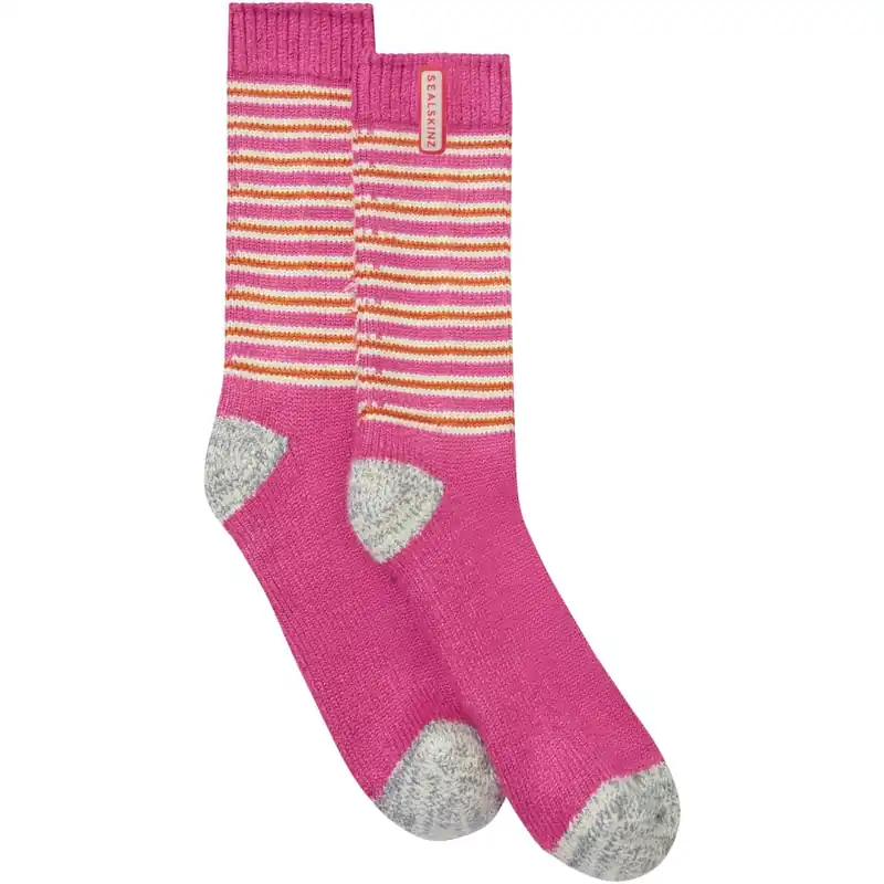 Markenprodukt SealSkinz Oby Mittellange, gestreifte Socken - Pink