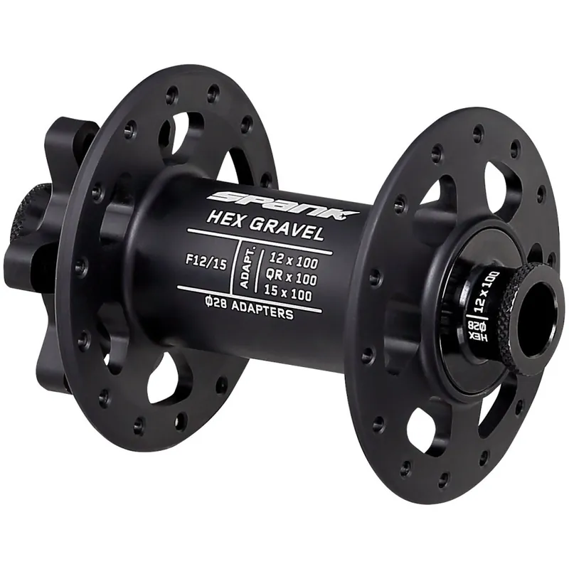 Spank HEX Gravel Vorderradnabe - 6-Loch - 12x100/15x100mm - 28 Loch - J-Type - schwarz Markenware