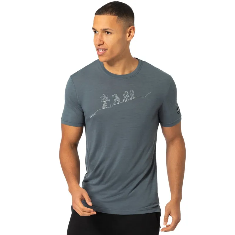 Wochenendangebot SUPER.NATURAL Hiking T-Shirt Herren - Turbulence Blue/White Stone
