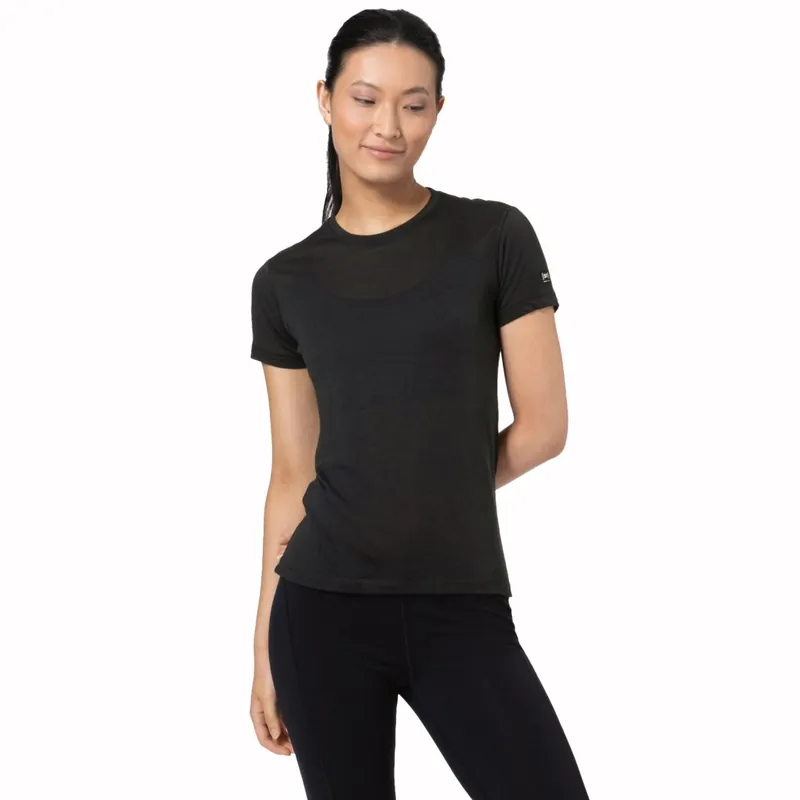 Ausverkauf SUPER.NATURAL Sierra140 Kurzarm-Unterhemd Damen - Jet Black