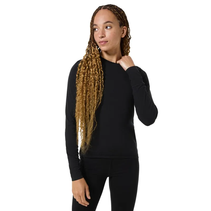 Billig SUPER.NATURAL Lux Base Langarm-Unterhemd Damen - Jet Black