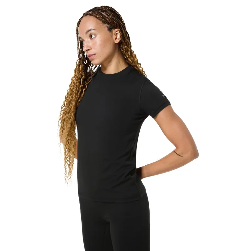 Zertifiziert SUPER.NATURAL Lux Base Kurzarm-Unterhemd Damen - Jet Black