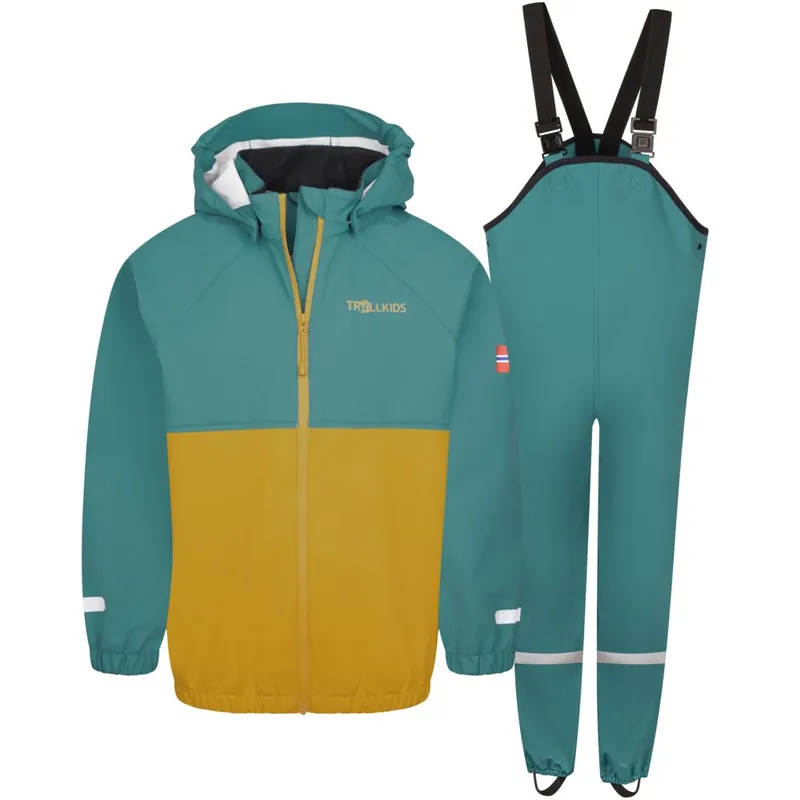Online Kaufen Trollkids Odda XT Regen-Set Kinder - Stormy Blue/Mustard