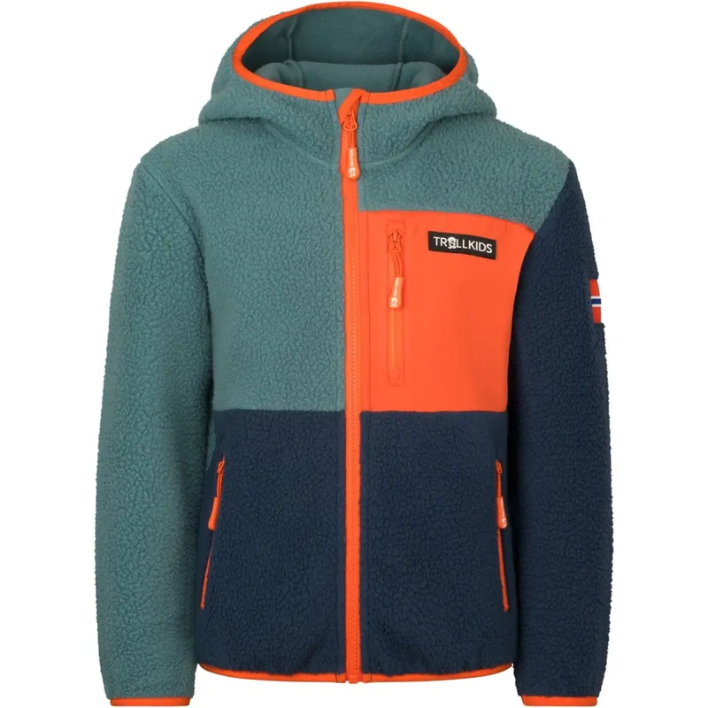 Trollkids Aurlandsfjord Jacke Kinder - Stormy Blue/Mystic Blue/Flame Orange Neue Ware