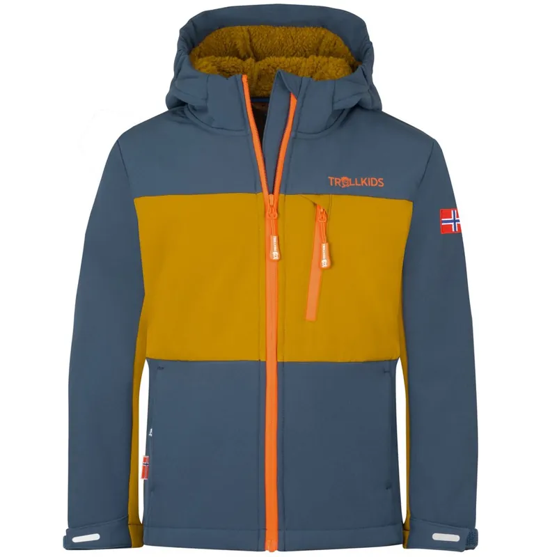 Trollkids Bergsfjord Jacke Kinder - Bronze/Mystic Blue/Flame Orange Preisknaller