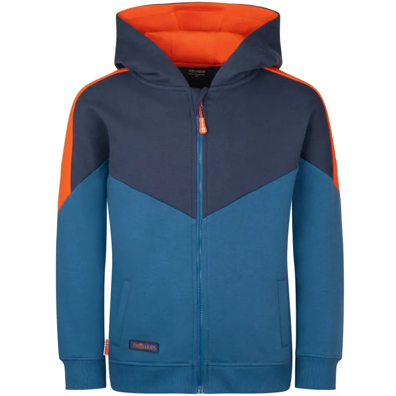 Trollkids Flekkefjord Jacke Kinder - Nordic Blue/Mystic Blue/Flame Orange Schnäppchen